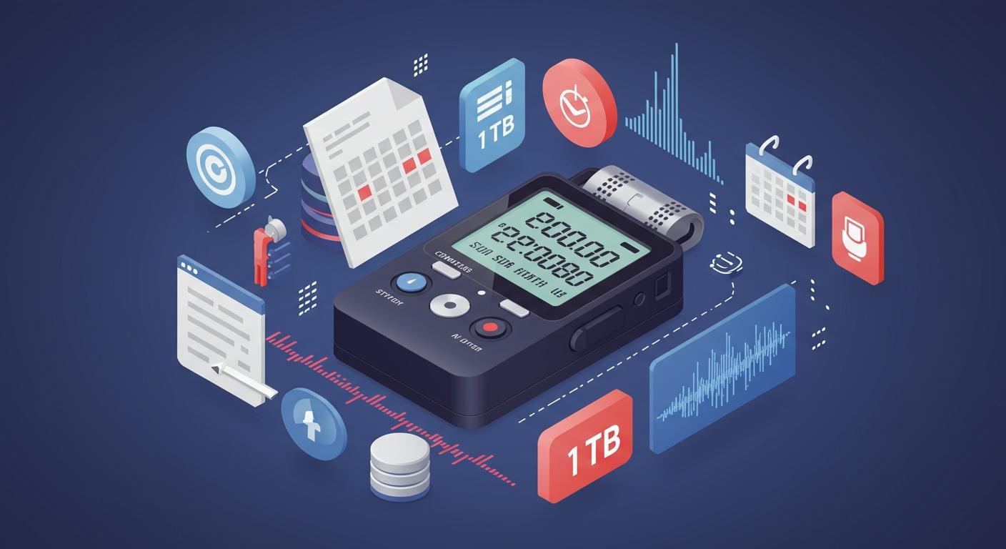 How many hours a 1 terabyte digital voice recorder can hold