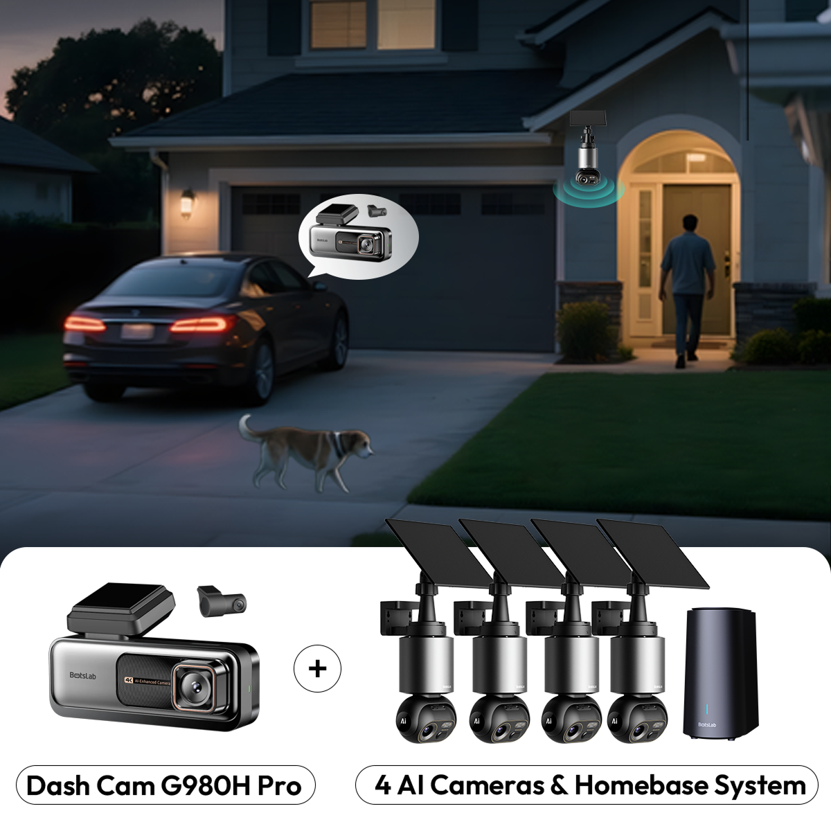 Botslab Dash Cam G980H Pro + W510 4-Cam Security Kit Bundle