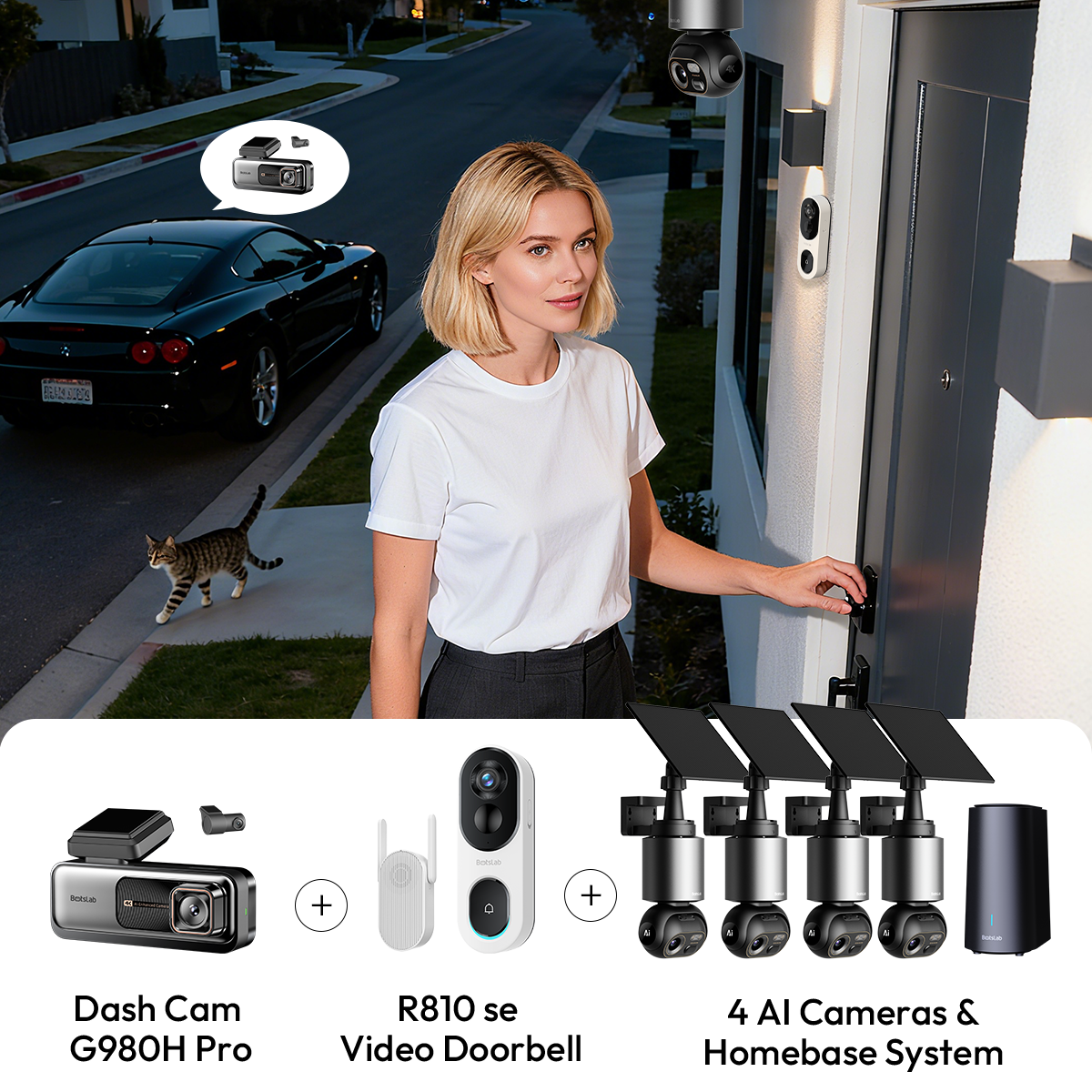Home & Drive Security Bundle: W510 (4-Cam Kit) + G980H Pro + R810 SE
