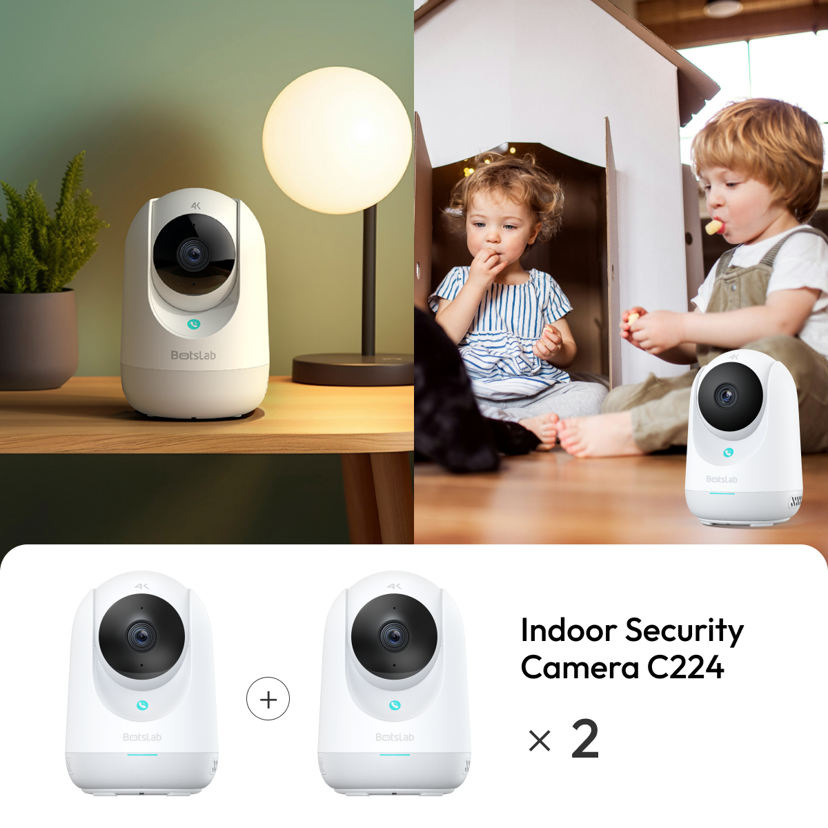 C224 4K / 8MP HD Indoor Security Camera (2 Packs)