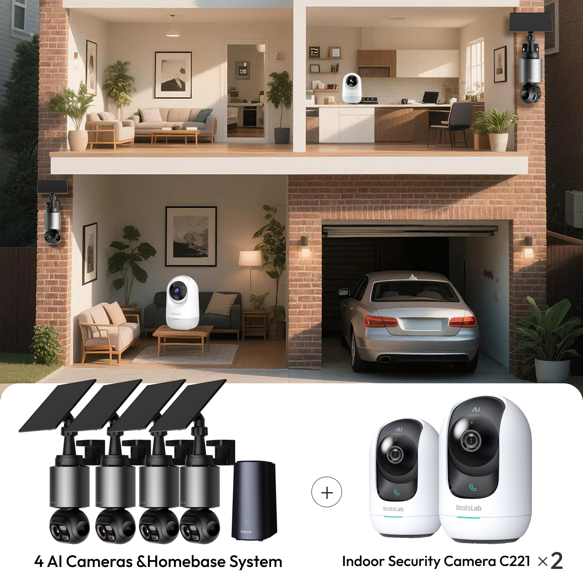 Home Security Bundle: W510 Outdoor Camera + C221 Indoor Camera (2 Packs)