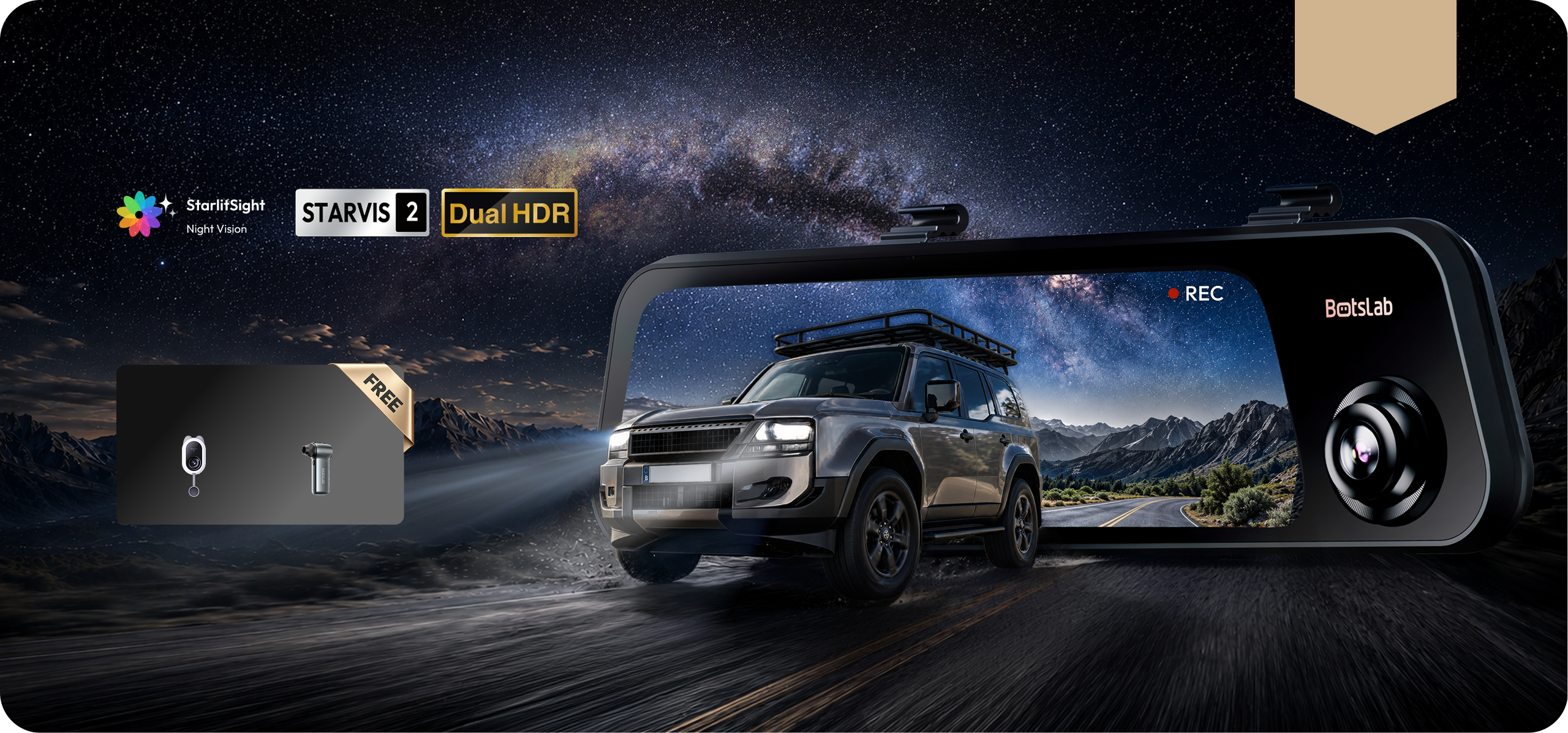 NV900 mirror dash cam with StarlitSight Night Vision, STARVIS 2, Dual HDR and two pre-order gifts