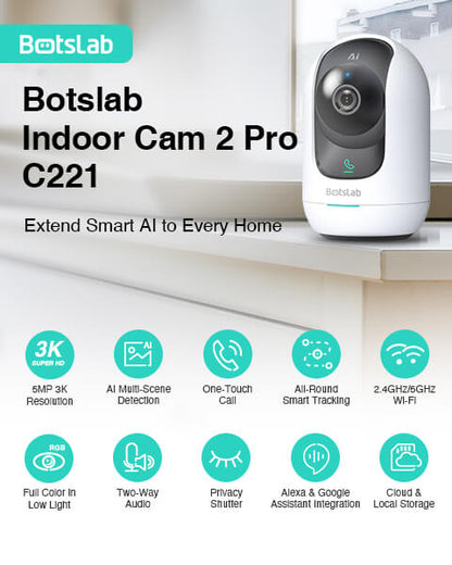 Botslab AI 3K Smart Tracking Indoor Security Camera C221