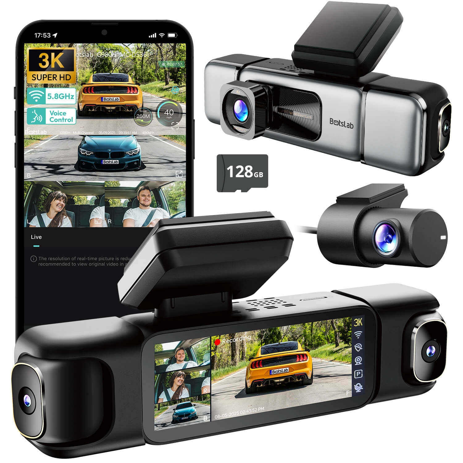 Dash Cam | Car Security Camera | Botslab 4 Cameras G980H