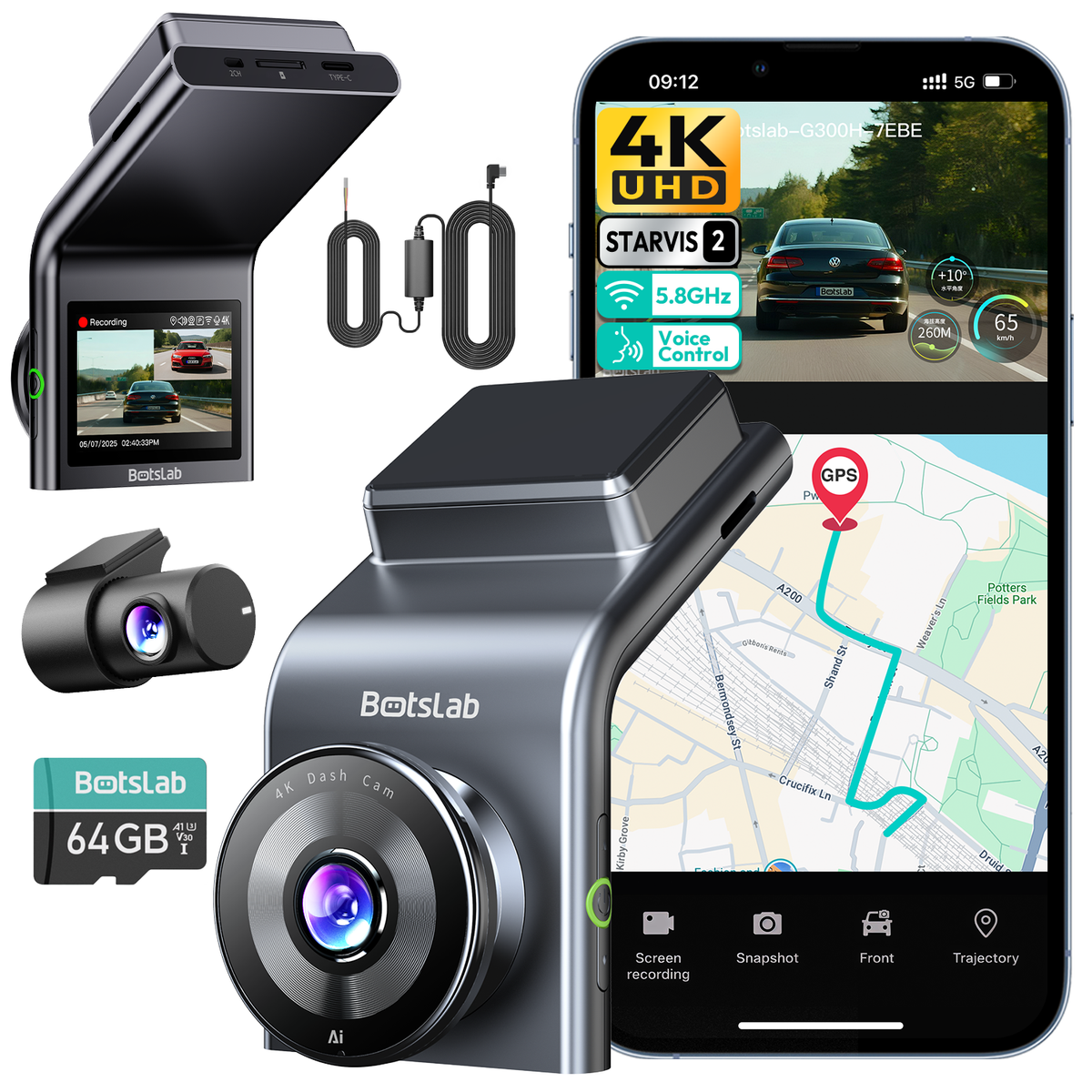 Home & Drive Security Bundle: W510 4-Camera Kit + G300H Plus Dash Cam
