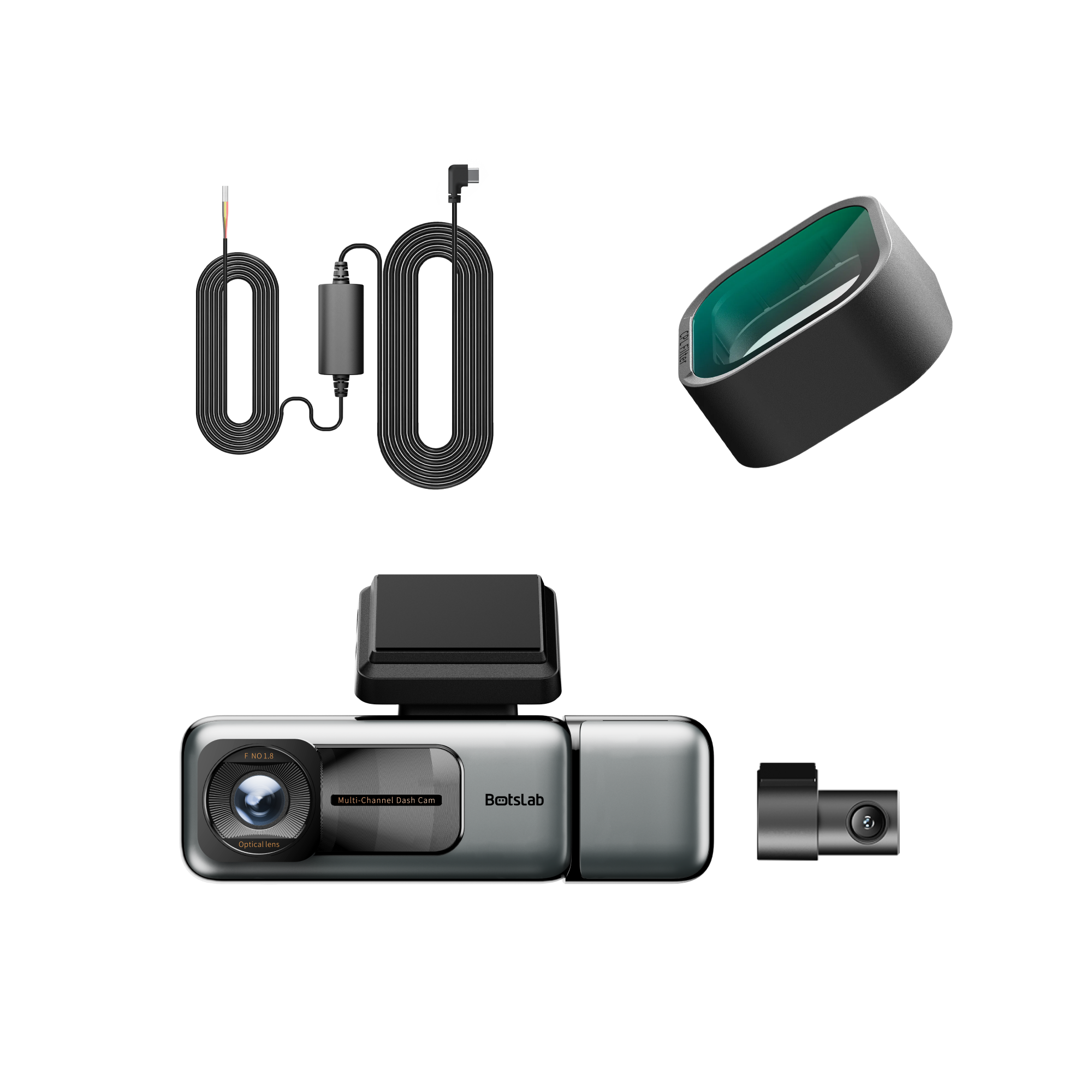 G980H 3-Camera Dash Cam + CPL Filter & Type-C Hardwire