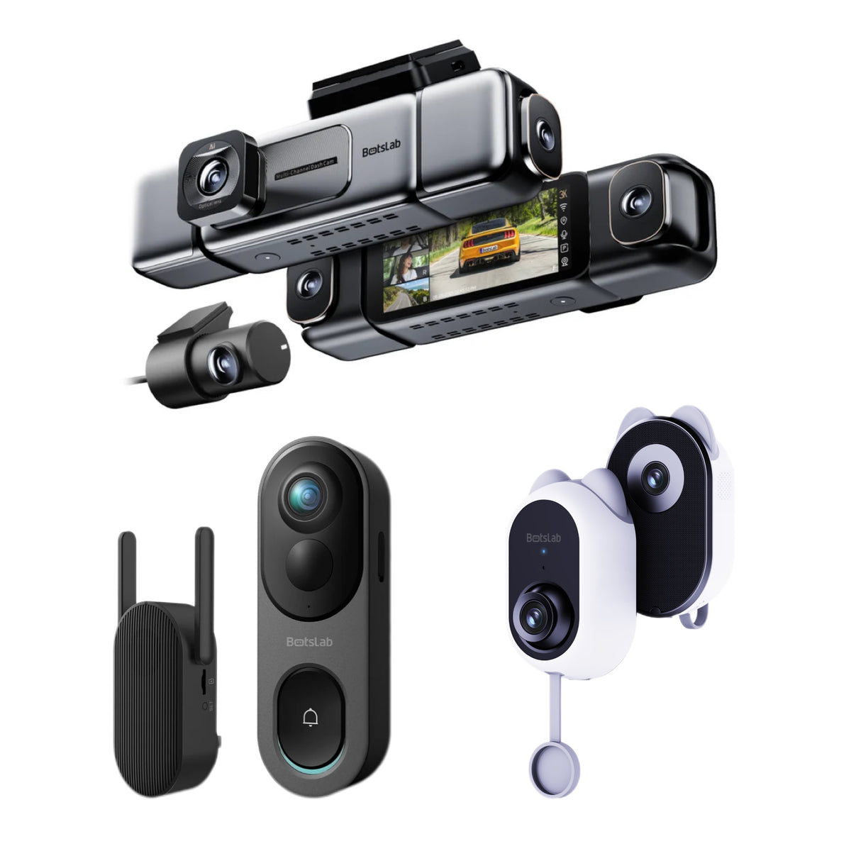 Home & Drive Security Bundle: G980H 4-Camera Dash Cam + R810 Doorbell + W101 Window Camera