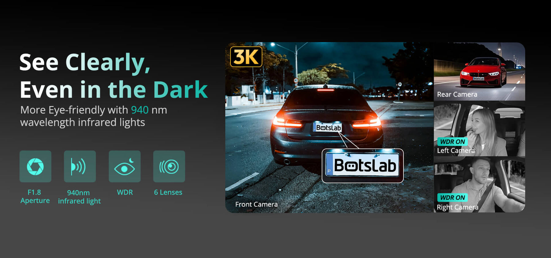 Botslab G980H 4‑Camera Dash Cam Bundle.