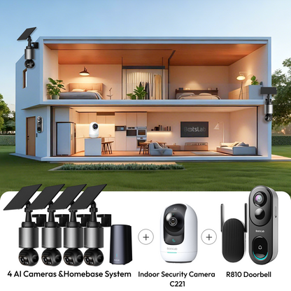 Home Security Bundle: W510 (4-Camera Kit) + C221 + R810
