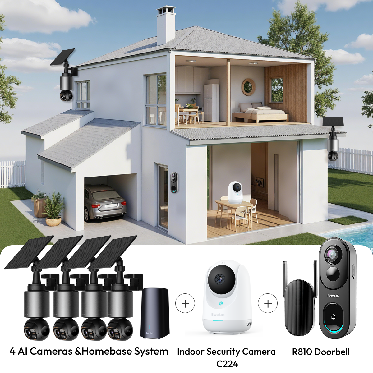 Security 4-Cam System W510 | Camera C224 | Doorbell R810